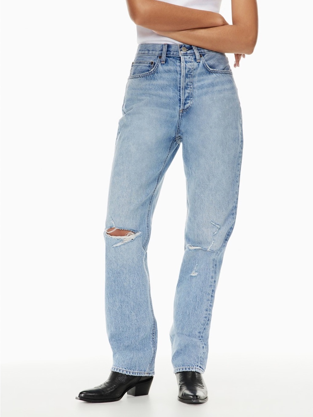 Aritzia Denim Forum The Joni High Rise Loose Distressed Jeans